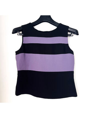 Vintage Casual Corner Color Block Purple Black Sleeveless Top Sz 8 Y2K Preppy